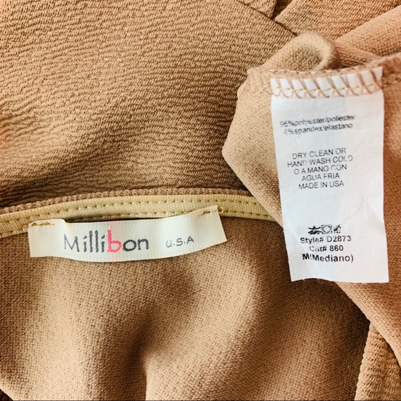 Millibon / Tan Sleeveless Textured  Bow Front - Picture 6 of 7